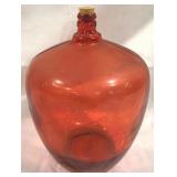 Red Glass Bottle - 10" Tall