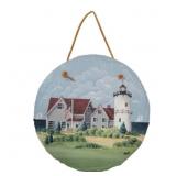 Hand Painted Hanging Slate w/ lighthouse