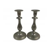 Pair Wilton Pewter Candleholders 9"