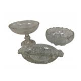 3 Vintage Pressed Glass Items