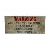 Acetylene Storage Metal Sign 8 x 18