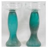 Pair of Glass Candlestands 10.5"