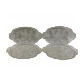 4 Vintage Glass Snack Plates 11.5 x 6.5