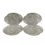 4 Vintage Glass Snack Plates 10 x 7