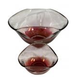 Indiana Glass Ruby Red Chip & Dip Bowls