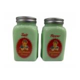 Pair Jadeite Sunbeam Salt & Pepper Shakers 4"