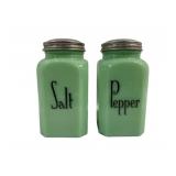 Pair Jadeite Salt & Pepper Shakers 5"