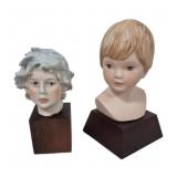 Lot of 2 Figural Head Busts 4.5" & 5.5"