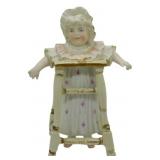 Vintage Bisque Baby Doll in Walker Figure 6"