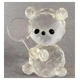 Vintage Zoo Crystal Glass Mini Bear w/ racket