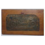 Automobile Metal Relief on Wood Art 6x10