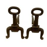 Pair Cast Iron Andirons 13 x 7 x 12