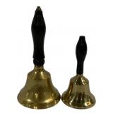 2 Brass Schoolbells 6.5" & 9"