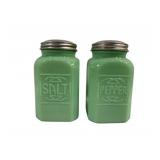 Pair Jadeite Salt & Pepper Shakers 5"