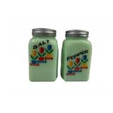 Pair Jadeite Tulip Salt & Pepper Shakers 4"