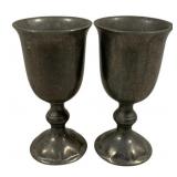 Pair Pewter Goblets 6.5"