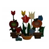 Assorted Wood Flower Decor