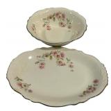 Homer Laughlin Virginia Rose Bowl & Platter