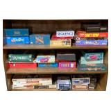 3 Shelves of Assorted Board Games & More