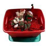 Plastic Tote w/ Christmas Decorations