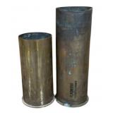 2 Brass Artillery Shells - 16" & 12" tall