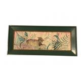 Painted Framed Tiles, signed - 10 x 21