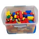 Plastic Tote w/ building blocks