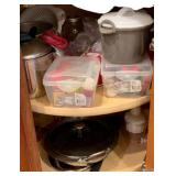 Corner Cabinet lot of assorted items