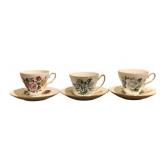 3 Royal Sutherland Cups & Saucers - 3.5" tall