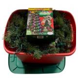 Plastic Tote w/ Christmas Decorations