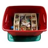 Plastic Tote of w/ Christmas Decorations