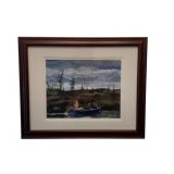 Framed Watercolor, 16 x 13