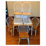 Tile Top Dining Table w/ leaf & 5 Chairs