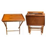 4 Wood TV Trays w/ Stand - 31" tall