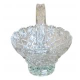 Cut Glass Basket - 8" tall