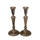 Pair of Empire Silver Clad Candelholders - 9" tall