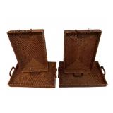 4 Wicker Serving Trays w/ Handles