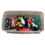 Plastic Tote w/ vintage toys