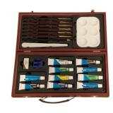 Artist set in wood case