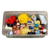 Plastic Tote w/ Vintage Toys