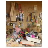 Lot of Assorted Items on Wall & Table Top