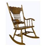 Press & Spindle Back Oak Rocking Chair