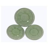 3 Green Uranium Cameo Ballerina 6.5" Plates