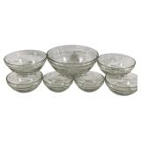7 Berry Glass Bowls - 6.5", 5", 4", 3.5"
