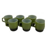 6 Avocado Fire King Mugs