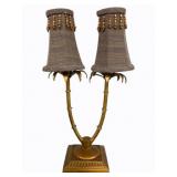 Bamboo Motif Double Light Lamp 23"