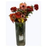 Fake Flowers in Glass Vase - 30 x 12