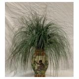 Faux Plant in Oriental Ceramic Vase - 12.5"