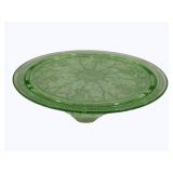 Green Uranium Glass Cake Stand - 10"