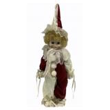 Porcelain Clown Doll w/ Stand - 22"
